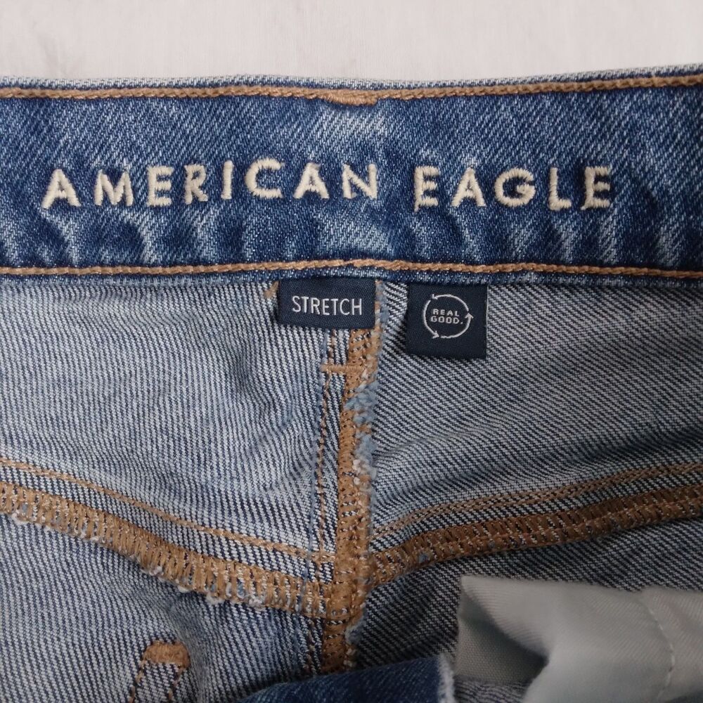 American Eagle Super High Rise Ankle Straight Jeans Stretch Boho Women's 000 - Picture 4 of 9